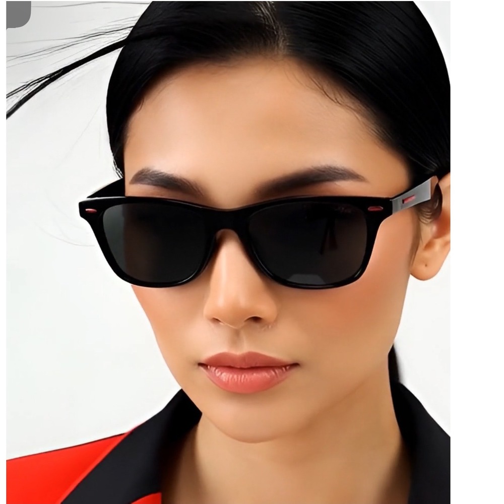 Black Polarized Sunglasses‎ Women's Style Sun Protection Square Driving Cycling